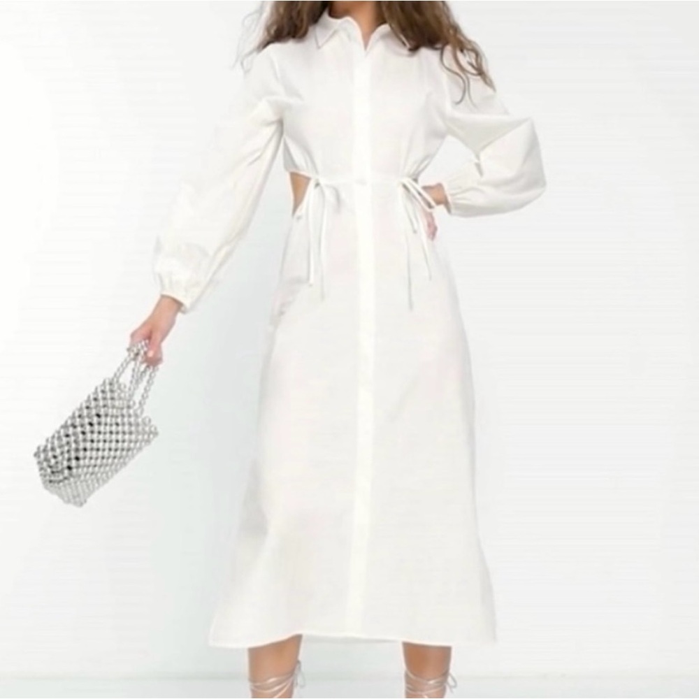Top Shop white button down dress size 8 (fits size 6-8)